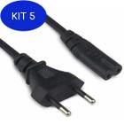 Kit 5 Cabo Forca Preto 3,00 Mts Para Notebook Chip Sce