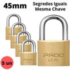 Kit 5 Cadeado Pado 45mm Mesmo Segredos Iguais Mesma Chave