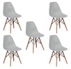 Kit 5 Cadeiras Charles Eames Eiffel Wood Design Varias Cores - Cinza