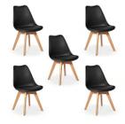 Kit 5 Cadeiras Charles Eames Leda Saarinen Preta Preto