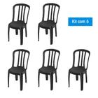 Kit 5 Cadeiras de Plástico Bistrô Pretas