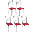 Kit 5 cadeiras Iara cromada para cozinha-Assento vermelho-Gat Magazine