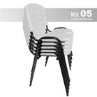 kit 5 Cadeiras Iso Plástica Fixa Cadeira Empilhavel Para Escritório Escola Igreja Salão Branca