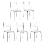 Kit 5 Cadeiras Nanda cromada para cozinha ou espaço gourmet-Assento branco