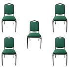 Kit 5 Cadeiras para Hotel Auditório Igreja Restaurante Eventos com Reforço Empilhável cor Verde