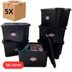 kit 5 Caixa Organizadora Multiuso 56 Litros com Tampa