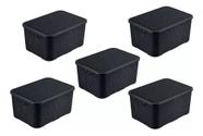 Kit 5 Caixas/cesto Organizador Rattan Preto - 7l, 15l, 20l