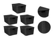 Kit 5 Caixas/cesto Organizador Rattan Preto - 7l - Arqplast