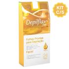 Kit 5 Caixas Folhas Prontas Cera Depilatória Depilação Facial Depilflax Natural