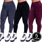 Kit 5 Calça Legging Vekyo Veludo Cotelê Cós Alto