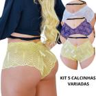 Kit 5 Calcinhas de Renda Sexy Simples Variadas Para Mulheres - Atacado da Moda