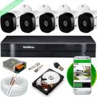 Kit 5 Câmeras 1120b Intelbras + Dvr Mhdx Multi Hd + Hd + Cabo