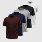 Kit 5 Camisa Camiseta Masculina Lisa Algodão Básica Gola Redonda