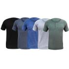 Kit 5 Camisas Henley Masculina Slim Gola Portuguesa Nao Amassa Varias Cores Premium