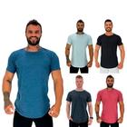 Kit 5 Camiseta Longline MXD Conceito Slim Cores Básicas e Mescladas Lisas