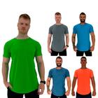 Kit 5 Camiseta Longline MXD Conceito Slim Cores Básicas e Mescladas Lisas