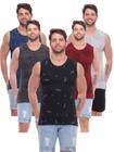 Kit 5 camiseta regata marca d'agua estampada floral moda praia verão