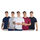 Kit 5 Camisetas Básicas Masculina Slim 100% Algodão Premium