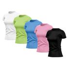 Kit 5 Camisetas Feminina Dry Básica Lisa Proteção Solar UV Térmica Blusa Academia Esporte Camisa