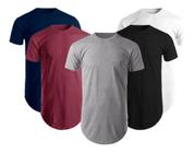 Kit 5 Camisetas Masculinas Long Line Oversize Swag Blusas Lisa Camisas Evangélicas Cristã Gospel Dança Coreografia Academia Camisa Musculação Treino