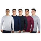 Kit 5 Camisetas Masculinas Manga Longa Slim Algodão 30.1 TRV