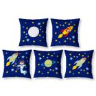 Kit 5 Capas de Almofadas Estampadas Decorativa Astronauta