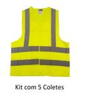 Kit 5 Coletes Refletivo Com tiras autocolantes Amarelo Carbografite