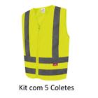 Kit 5 Coletes Refletivo Com Ziper XG Amarelo Steelflex