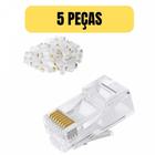 Kit 5 conector plug 8x8 para cabo de computador rj45 cat5