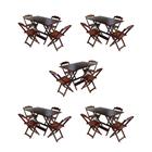 Kit 5 Conjuntos de Mesa Dobravel com 4 Cadeiras de Madeira 120x70 para Restaurante e Bar - Imbuia