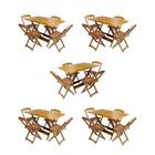 Kit 5 Conjuntos de Mesa Dobravel com 4 Cadeiras de Madeira 120x70 para Restaurante e Bar - Mel