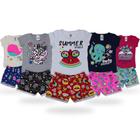 Kit 5 Conjuntos Estampados Infantil de Verão Feminina Roupas de Criança 1 ao 8 Anos