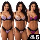 Kit 5 Conjuntos Sutiã Calcinha Renda com Bojo Confortável Colorido Elegante Lingerie Vibrante