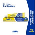 Kit 5 Cremes Dentais 70g Hillo - Dupla Menta Anticáries Proteção Completa