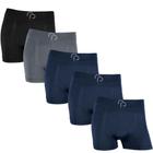 Kit 5 Cueca Boxer Box Basic Microfibra Sem Costura Elastano