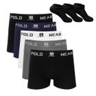 Kit 5 Cueca Boxer Polo Wear Microfibra Sortido + 3 Meias M3