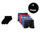 Kit 5 Cuecas Boxer Microfibra Adulto + 3 Pares Meias Algodão M3