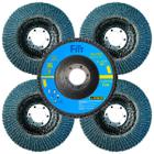 Kit 5 Disco Lixa Flap Desbaste Zirconia Azul 115mm lixadeira