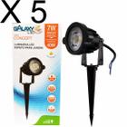 Kit 5 espeto de jardim led 7w verde ip65 corpo plastico galaxy