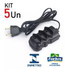 Kit 5 Extensão Elétrica 10 Metros com 3 Tomadas Bipolar Preto Bivolt 10A