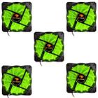 Kit 5 Fan Cooler Gamer Led Verde 120x120mm