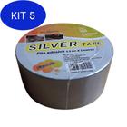 Kit 5 Fita Silver Tape 48 Mm X 9 Metros Cinza Forte Para Uso