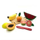Kit 5 Frutinhas com corte + Faca + Tábua Coleção Comidinhas - NEWART TOY