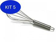 Kit 5 Fuê Inox Batedor De Claras Fouet Cozinha 30 Cm