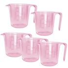 Kit 5 Jarras Medidor Graduada 500ml em Plastico Injetemp Rosa