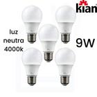 Kit 5 Lâmpadas 9W Kian 110V/220V E27 Luz Neutra 4000k