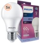 Kit 5 Lâmpadas Led Philips Bulbo 9w Equivale 60w E27 Bivolt