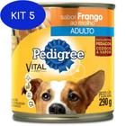 Kit 5 Lata Pedigree Pedacos Frango Ao Molho 290 Gr