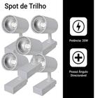 Kit 5 Luminária Branca Trilho Spot Led 20W 3500K Branco Quente