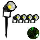 Kit 5 Luminária Espeto Jardim Com Lâmpada Led 7w Luz Verde